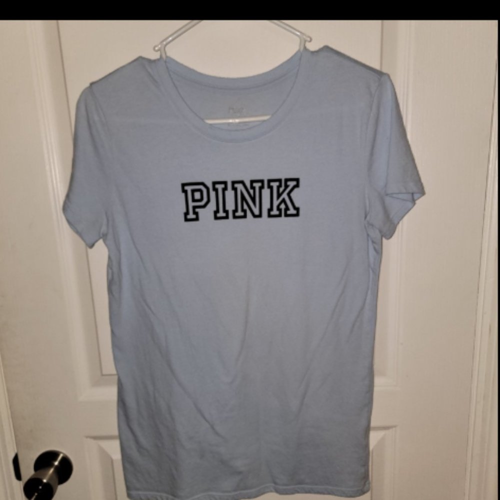 Pink Victoria Secret Women's Blue Small Short Sleeve Shirt